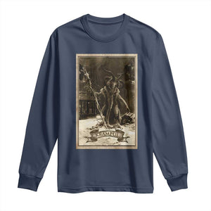 Christmas Krampus Long Sleeve Shirt Xmas Horror Ugly Sweater Krampus Tarot Card Evil Pajama TS10 Navy Print Your Wear