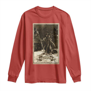 Christmas Krampus Long Sleeve Shirt Xmas Horror Ugly Sweater Krampus Tarot Card Evil Pajama TS10 Red Print Your Wear