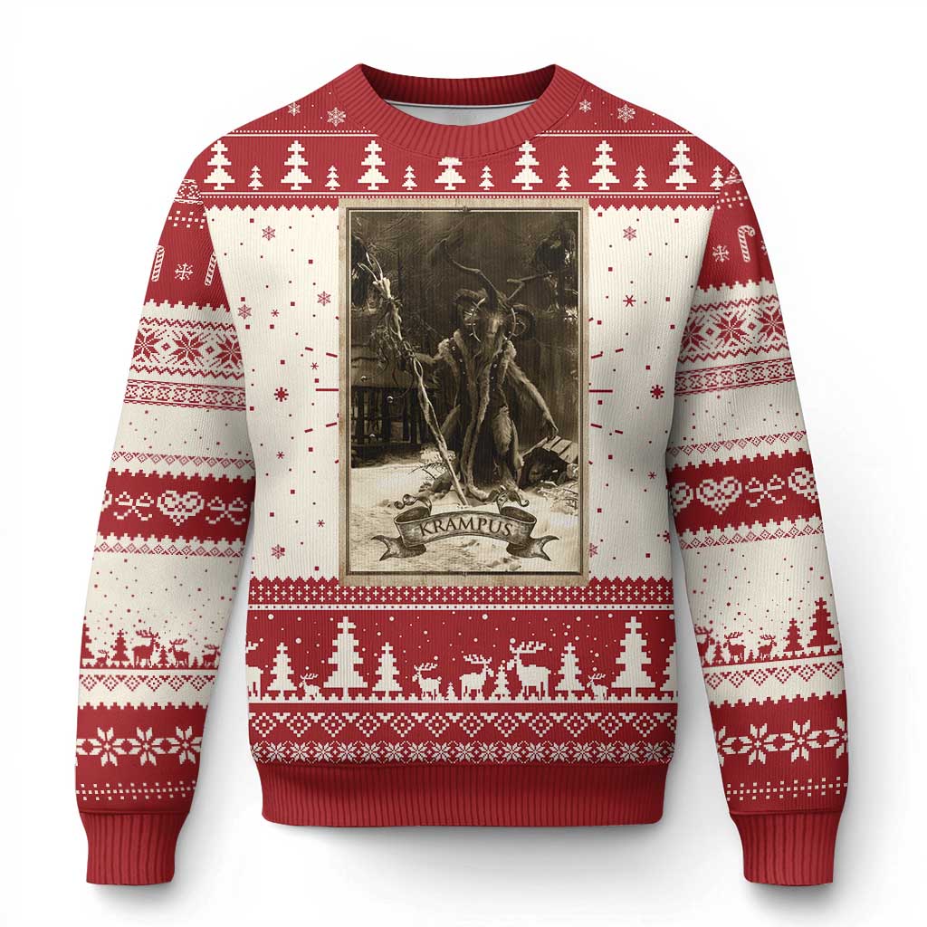 Krampus Ugly Christmas Sweater Xmas Horror Ugly Sweater Krampus Tarot Card Evil Pajama TS10 Red Print Your Wear