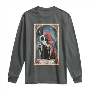 Christmas Krampus Long Sleeve Shirt Tarot Card Xmas Horror Ugly Sweater Evil Pajama TS10 Dark Heather Print Your Wear