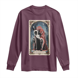 Christmas Krampus Long Sleeve Shirt Tarot Card Xmas Horror Ugly Sweater Evil Pajama TS10 Maroon Print Your Wear