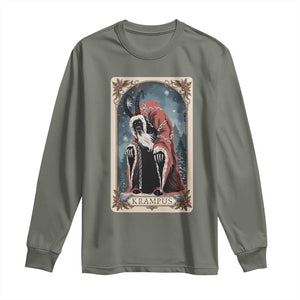 Christmas Krampus Long Sleeve Shirt Tarot Card Xmas Horror Ugly Sweater Evil Pajama TS10 Military Green Print Your Wear