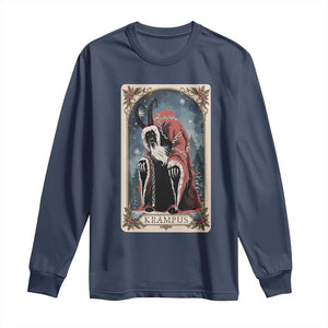 Christmas Krampus Long Sleeve Shirt Tarot Card Xmas Horror Ugly Sweater Evil Pajama TS10 Navy Print Your Wear