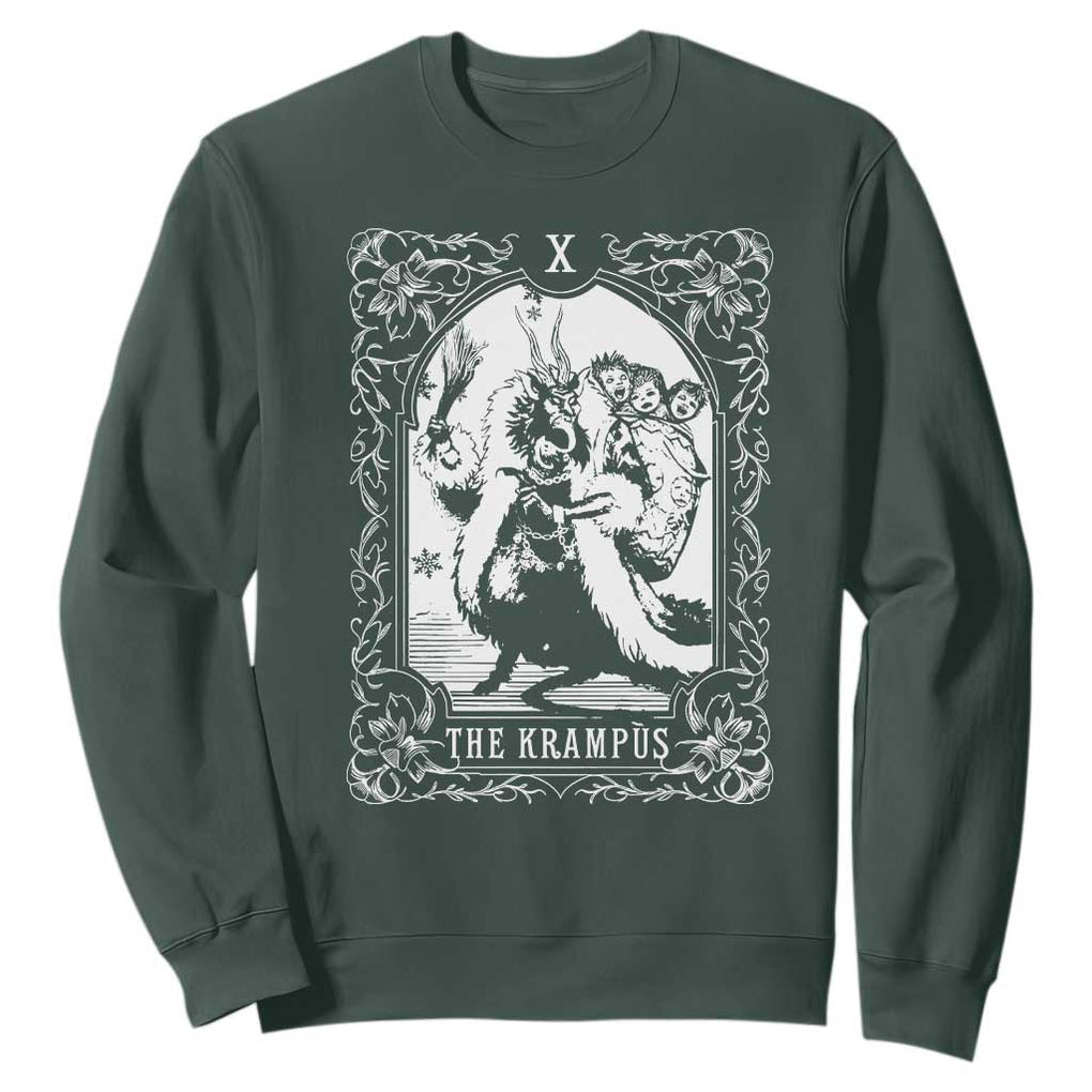 Christmas Krampus Sweatshirt The Krampus Tarot Card Goth Xmas TS10 Dark Forest Green Print Your Wear