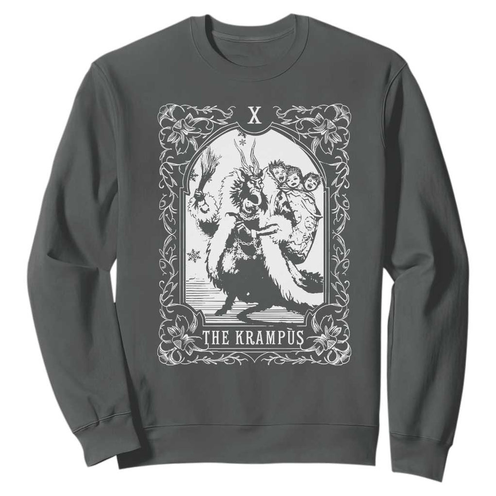 Christmas Krampus Sweatshirt The Krampus Tarot Card Goth Xmas TS10 Dark Heather Print Your Wear