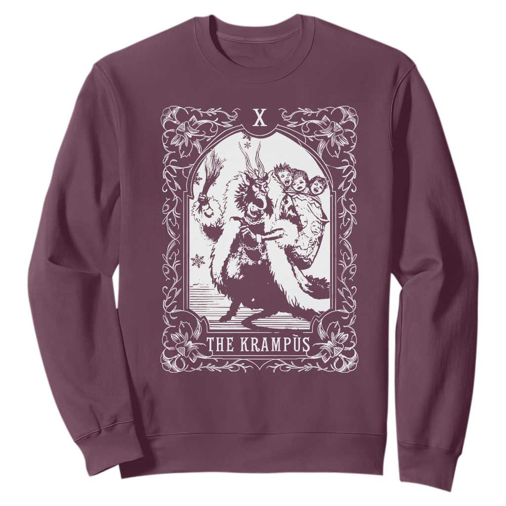 Christmas Krampus Sweatshirt The Krampus Tarot Card Goth Xmas TS10 Maroon Print Your Wear