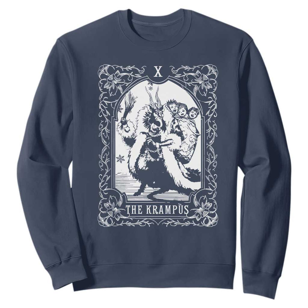 Christmas Krampus Sweatshirt The Krampus Tarot Card Goth Xmas TS10 Navy Print Your Wear
