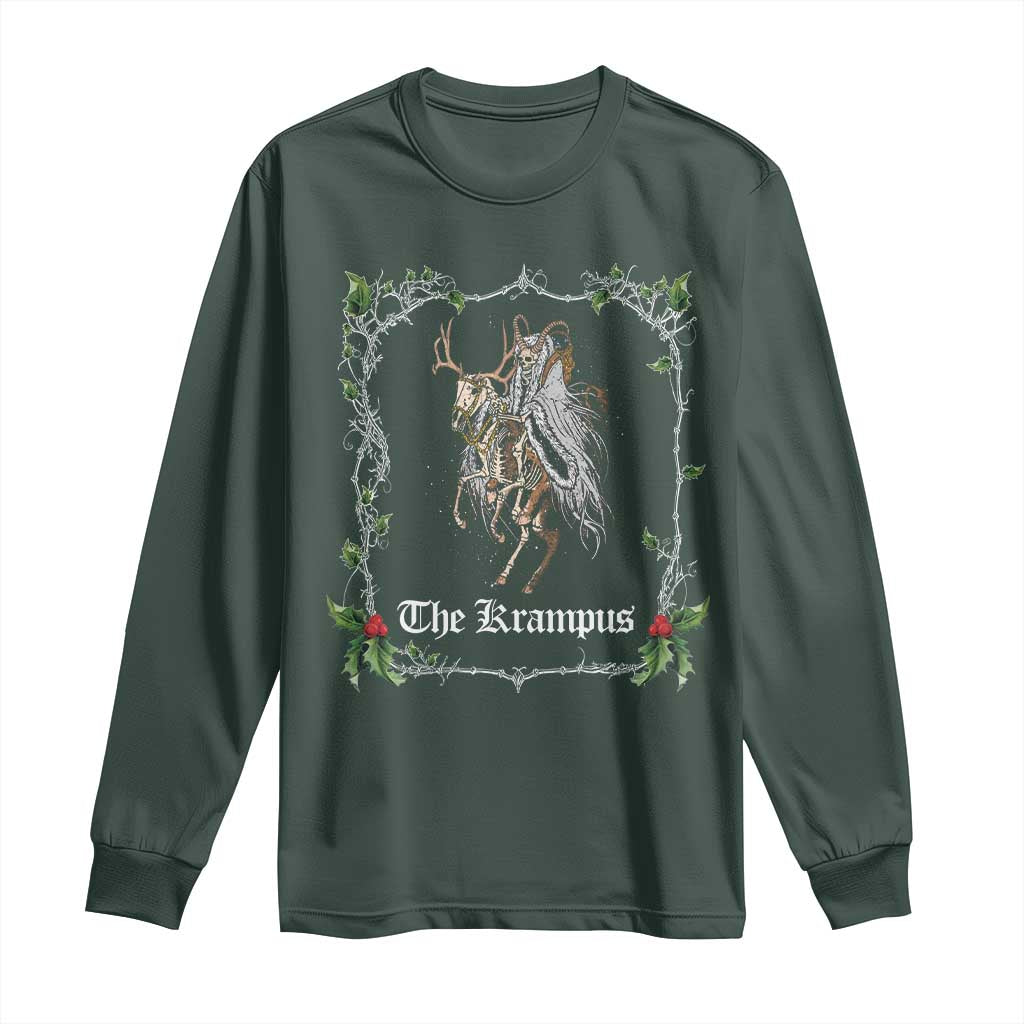 Christmas Krampus Long Sleeve Shirt Goth Xmas Krampus Reindeer Skull Ugly Sweater Evil Pajama TS10 Dark Forest Green Print Your Wear