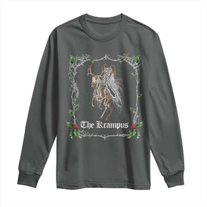 Christmas Krampus Long Sleeve Shirt Goth Xmas Krampus Reindeer Skull Ugly Sweater Evil Pajama TS10 Dark Heather Print Your Wear