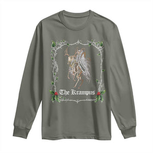 Christmas Krampus Long Sleeve Shirt Goth Xmas Krampus Reindeer Skull Ugly Sweater Evil Pajama TS10 Military Green Print Your Wear