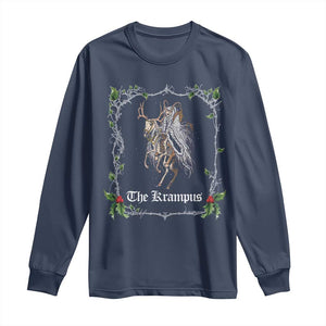 Christmas Krampus Long Sleeve Shirt Goth Xmas Krampus Reindeer Skull Ugly Sweater Evil Pajama TS10 Navy Print Your Wear