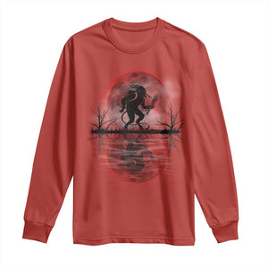 Christmas Krampus Long Sleeve Shirt Scary Horror Goth Xmas Blood Moon Ugly Sweater Evil Pajama TS10 Red Print Your Wear