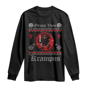 Christmas Krampus Long Sleeve Shirt Goth Xmas Gruss Von Krampus Ugly Christmas Sweater Evil Pajama TS10 Black Print Your Wear