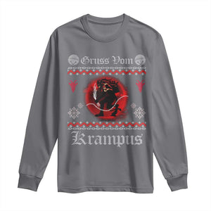 Christmas Krampus Long Sleeve Shirt Goth Xmas Gruss Von Krampus Ugly Christmas Sweater Evil Pajama TS10 Charcoal Print Your Wear