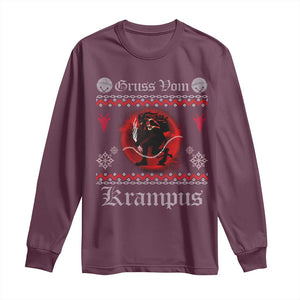 Christmas Krampus Long Sleeve Shirt Goth Xmas Gruss Von Krampus Ugly Christmas Sweater Evil Pajama TS10 Maroon Print Your Wear