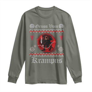 Christmas Krampus Long Sleeve Shirt Goth Xmas Gruss Von Krampus Ugly Christmas Sweater Evil Pajama TS10 Military Green Print Your Wear