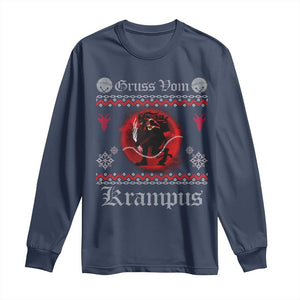 Christmas Krampus Long Sleeve Shirt Goth Xmas Gruss Von Krampus Ugly Christmas Sweater Evil Pajama TS10 Navy Print Your Wear