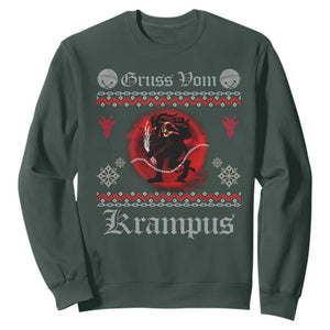 Christmas Krampus Sweatshirt Goth Xmas Gruss Von Krampus Ugly Christmas Sweater Evil Pajama TS10 Dark Forest Green Print Your Wear