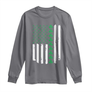 Vintage St. Patricks Day American Flag Shamrocks Long Sleeve Shirt TS10 Charcoal Print Your Wear