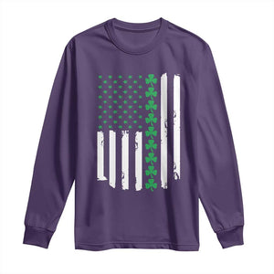 Vintage St. Patricks Day American Flag Shamrocks Long Sleeve Shirt TS10 Purple Print Your Wear