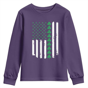 Vintage St. Patricks Day American Flag Shamrocks Youth Sweatshirt TS10 Purple Print Your Wear