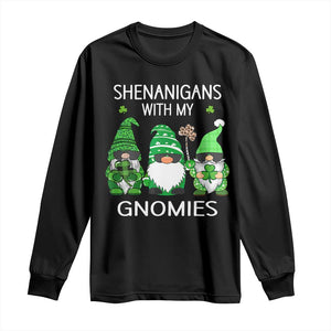 Lucky St Patricks Day Gnomes Long Sleeve Shirt Shamrock Leopard Gnome Irish TS10 Black Print Your Wear