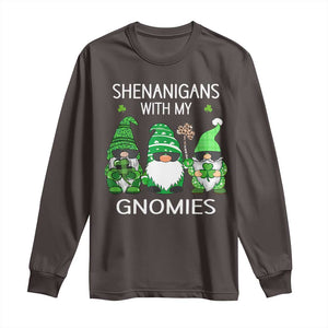 Lucky St Patricks Day Gnomes Long Sleeve Shirt Shamrock Leopard Gnome Irish TS10 Dark Chocolate Print Your Wear