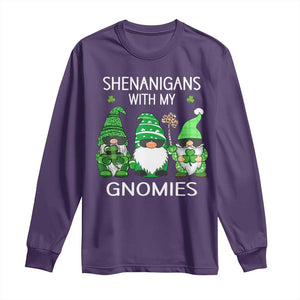 Lucky St Patricks Day Gnomes Long Sleeve Shirt Shamrock Leopard Gnome Irish TS10 Purple Print Your Wear