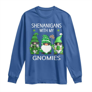 Lucky St Patricks Day Gnomes Long Sleeve Shirt Shamrock Leopard Gnome Irish TS10 Royal Blue Print Your Wear