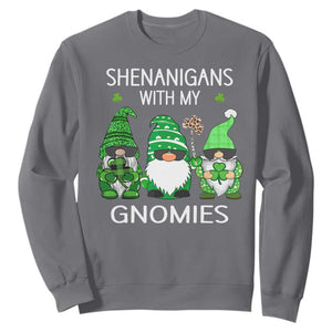 Lucky St Patricks Day Gnomes Sweatshirt Shamrock Leopard Gnome Irish TS10 Charcoal Print Your Wear