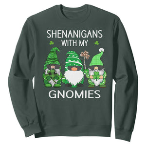 Lucky St Patricks Day Gnomes Sweatshirt Shamrock Leopard Gnome Irish TS10 Dark Forest Green Print Your Wear