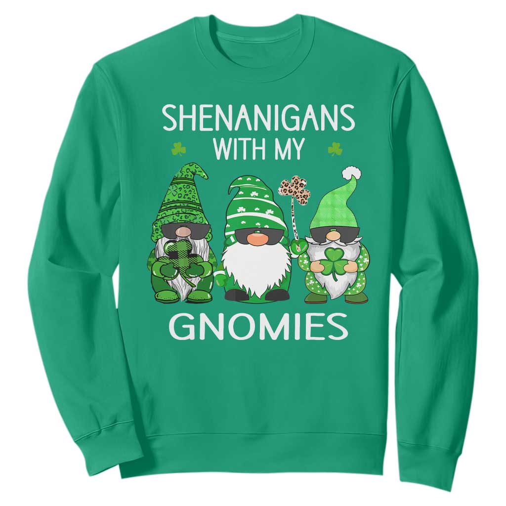 Lucky St Patricks Day Gnomes Sweatshirt Shamrock Leopard Gnome Irish TS10 Irish Green Print Your Wear