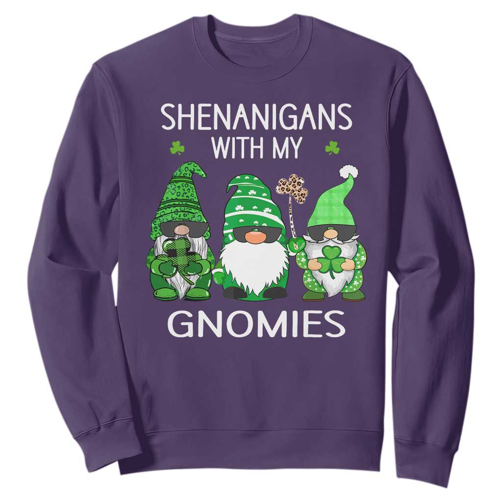 Lucky St Patricks Day Gnomes Sweatshirt Shamrock Leopard Gnome Irish TS10 Purple Print Your Wear