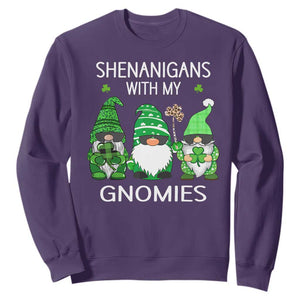 Lucky St Patricks Day Gnomes Sweatshirt Shamrock Leopard Gnome Irish TS10 Purple Print Your Wear
