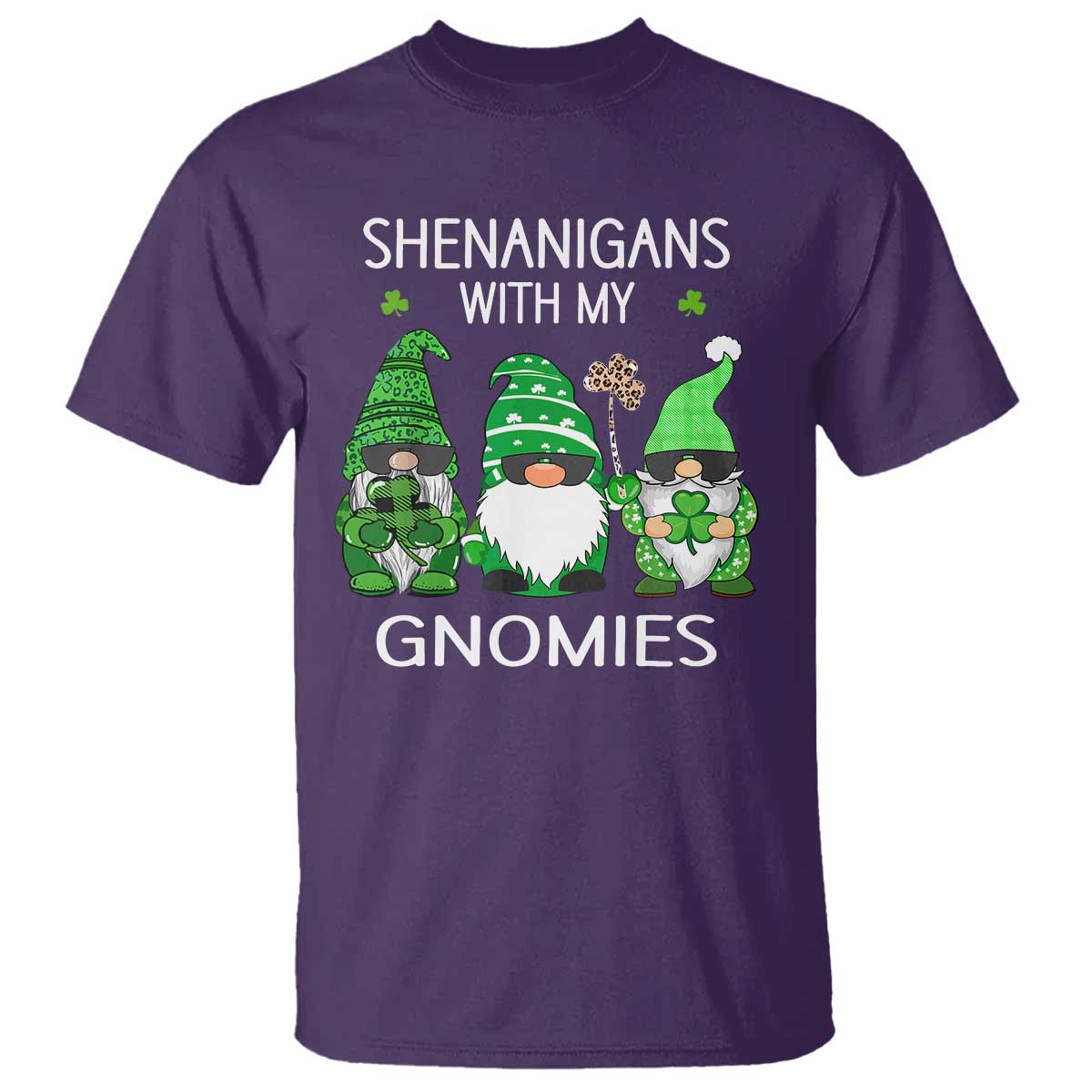 Lucky St Patricks Day Gnomes T Shirt Shamrock Leopard Gnome Irish TS10 Purple Print Your Wear