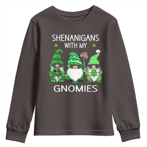 Lucky St Patricks Day Gnomes Youth Sweatshirt Shamrock Leopard Gnome Irish TS10 Dark Chocolate Print Your Wear