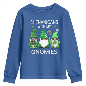 Lucky St Patricks Day Gnomes Youth Sweatshirt Shamrock Leopard Gnome Irish TS10 Royal Blue Print Your Wear