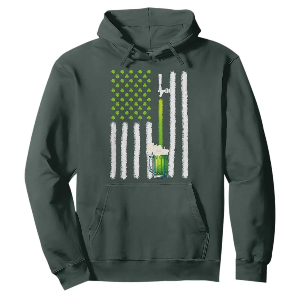 St. Patricks Day Irish Beer American Flag Hoodie Brewery Craft Beer TS10 Dark Forest Green Print Your Wear