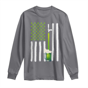 St. Patricks Day Irish Beer American Flag Long Sleeve Shirt Brewery Craft Beer TS10 Charcoal Print Your Wear