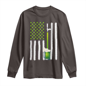 St. Patricks Day Irish Beer American Flag Long Sleeve Shirt Brewery Craft Beer TS10 Dark Chocolate Print Your Wear