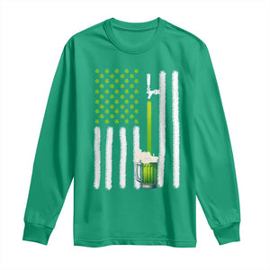 St. Patricks Day Irish Beer American Flag Long Sleeve Shirt Brewery Craft Beer TS10 Irish Green Print Your Wear