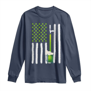 St. Patricks Day Irish Beer American Flag Long Sleeve Shirt Brewery Craft Beer TS10 Navy Print Your Wear