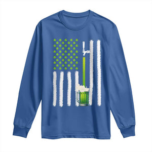 St. Patricks Day Irish Beer American Flag Long Sleeve Shirt Brewery Craft Beer TS10 Royal Blue Print Your Wear