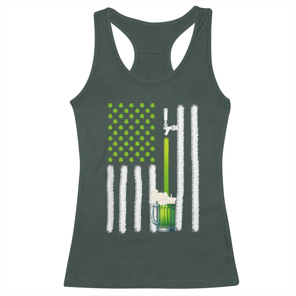 St. Patricks Day Irish Beer American Flag Racerback Tank Top Brewery Craft Beer TS10 Dark Forest Green Print Your Wear