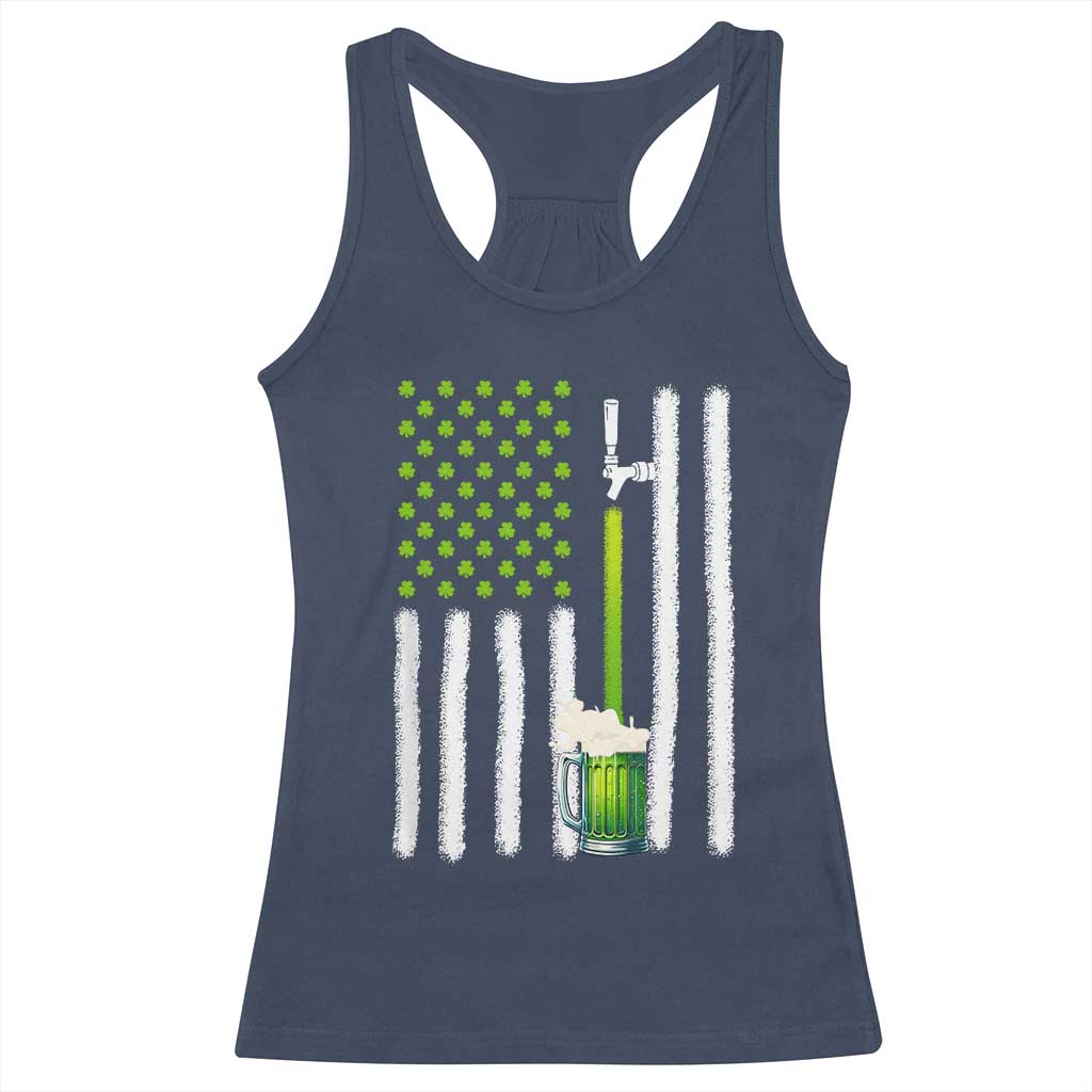 St. Patricks Day Irish Beer American Flag Racerback Tank Top Brewery Craft Beer TS10 Navy Print Your Wear