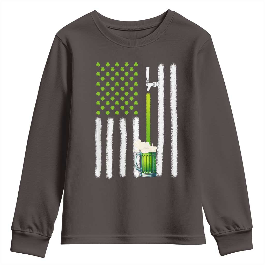 St. Patricks Day Irish Beer American Flag Youth Sweatshirt Brewery Craft Beer TS10 Dark Chocolate Print Your Wear