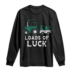 Boys St Patricks Day Long Sleeve Shirt Loads Of Luck Lucky Tractor Truck TS10 Black Print Your Wear