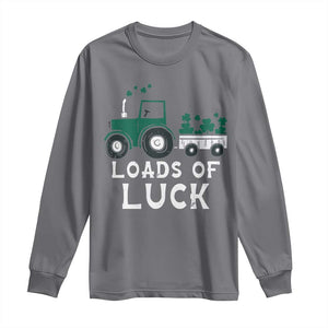 Boys St Patricks Day Long Sleeve Shirt Loads Of Luck Lucky Tractor Truck TS10 Charcoal Print Your Wear