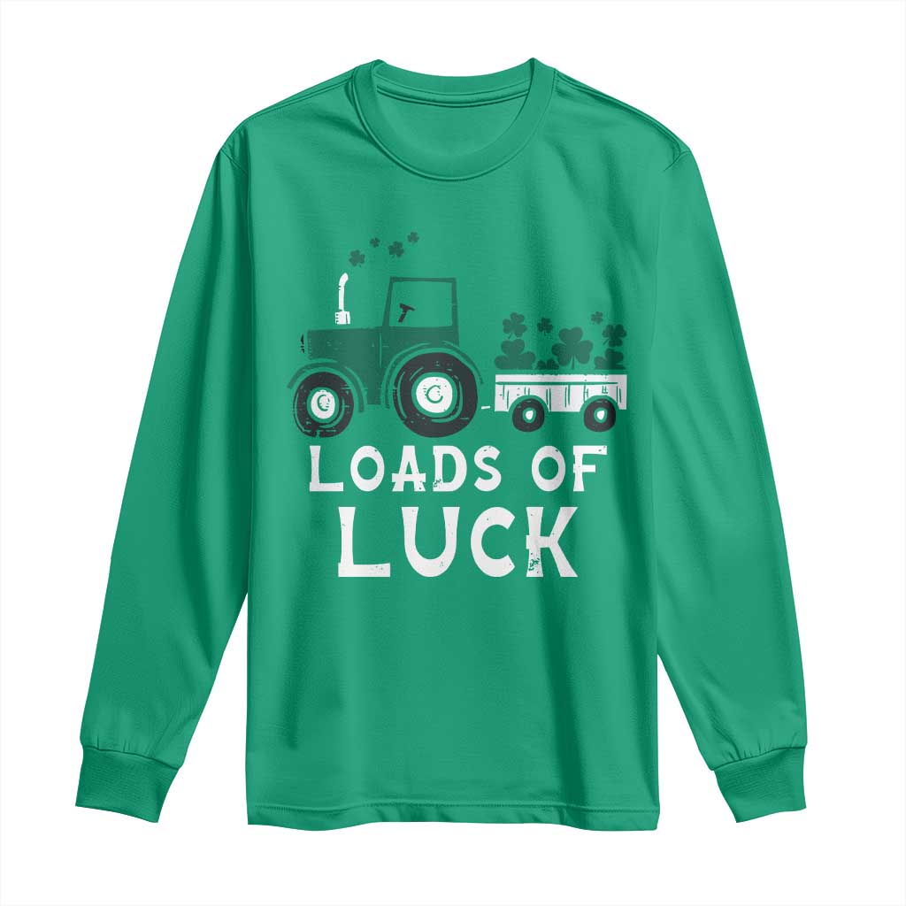 Boys St Patricks Day Long Sleeve Shirt Loads Of Luck Lucky Tractor Truck TS10 Irish Green Print Your Wear