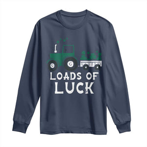 Boys St Patricks Day Long Sleeve Shirt Loads Of Luck Lucky Tractor Truck TS10 Navy Print Your Wear